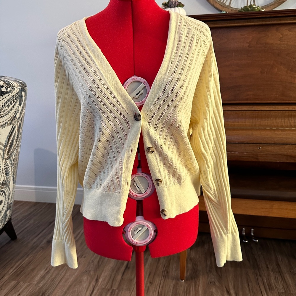 RW&CO. Pale Yellow Button-Up Cardigan